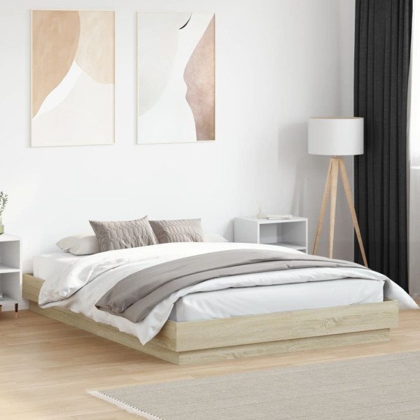 Bed frame, sonoma oak color, 160x200cm, processed wood
