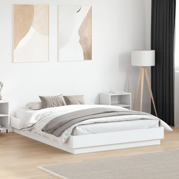 Bed frame, white, 135x190cm, processed wood