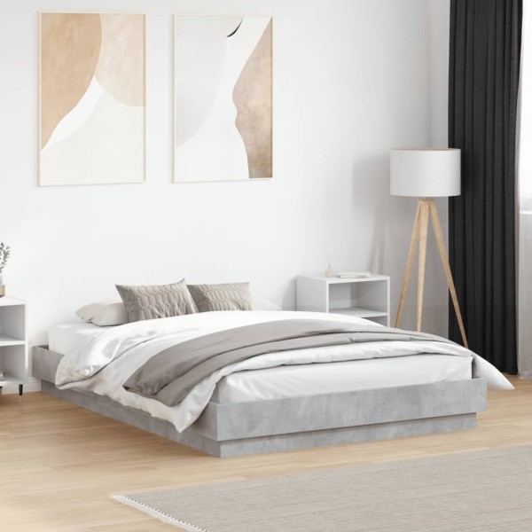 Bed frame, concrete gray color, 135x190cm, processed wood