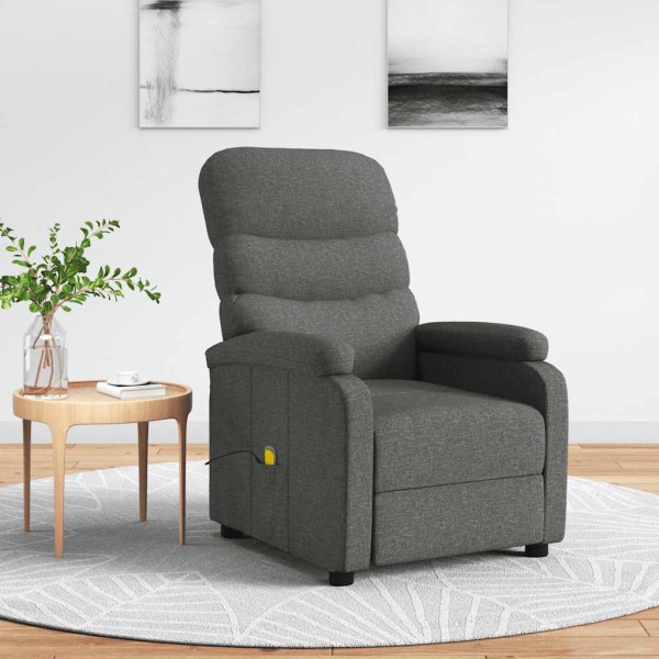 Massage chair, dark gray, fabric
