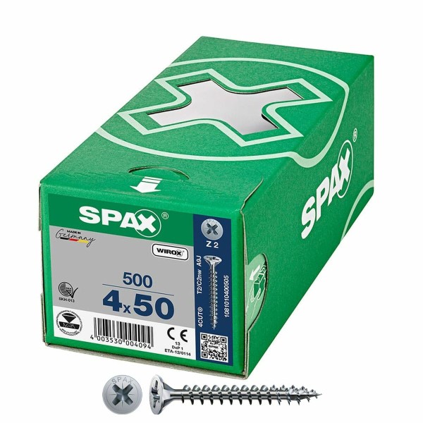 Коробка для винтов SPAX Wirox Z2 Плоская головка 4,0 x 50 mm 500 штук