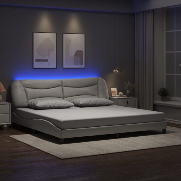 Bed frame with LED without mattress, Hvar, white, 200x200cm