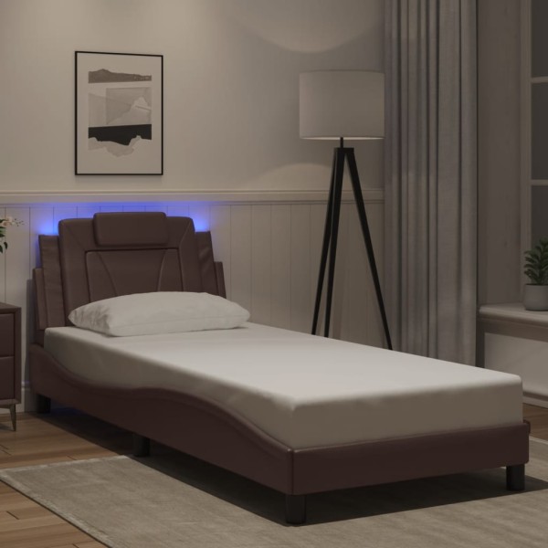 Bed frame, Viana, with LED without mattress, brown, 80x200cm