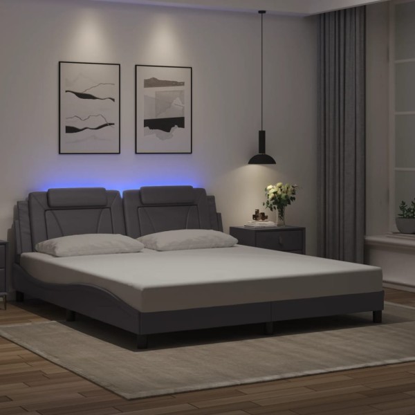 Bed frame, Viana, with LED without mattress, gray, 180x200cm