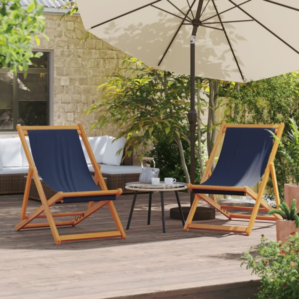 Folding beach chairs, 2 pcs., blue color, fabric