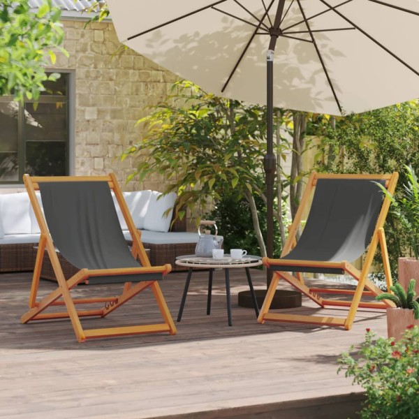 Folding beach chairs, 2 pcs., gray color, fabric