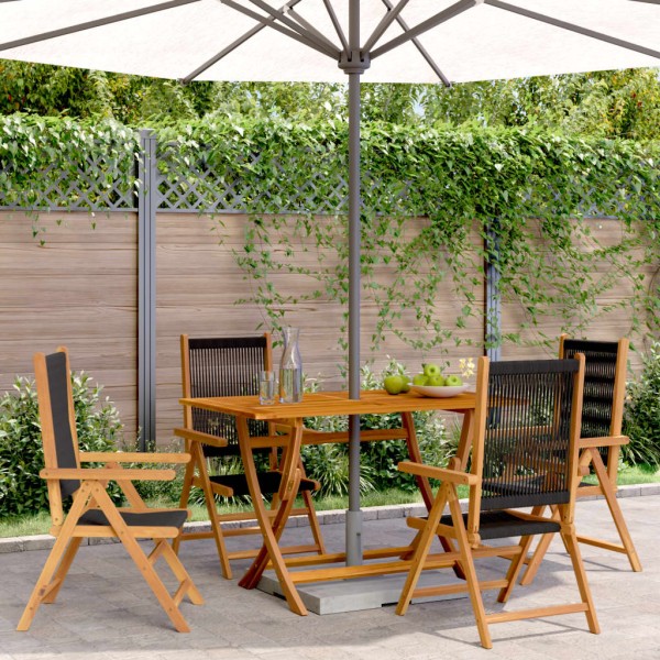 Reclining garden chairs, 4 pcs., black, solid acacia wood