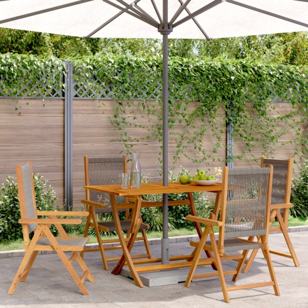 Reclining garden chairs, 4 pcs., gray, solid acacia wood