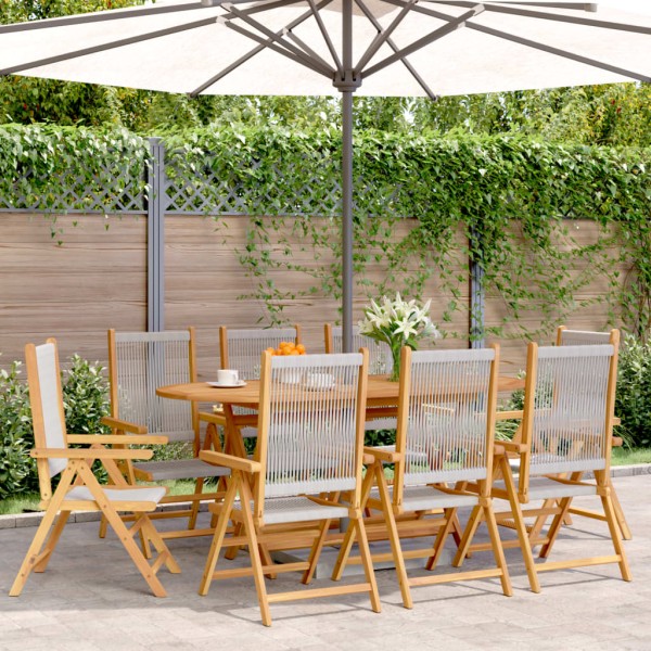 Reclining garden chairs, 8 pcs., gray, solid acacia wood