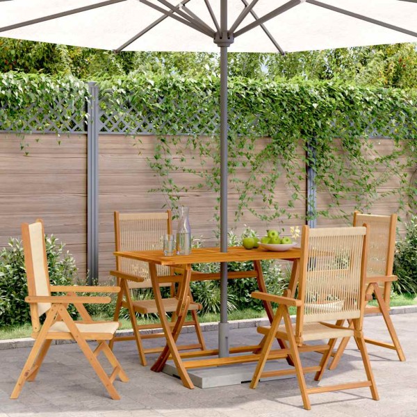 Reclining garden chairs, 4 pcs., sand, solid acacia wood