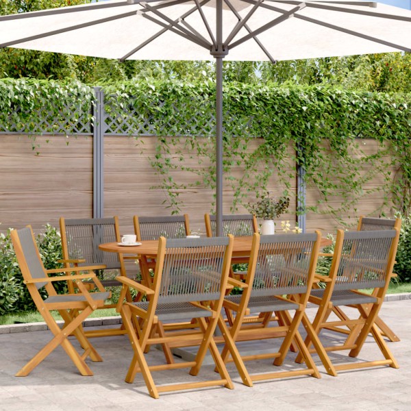 Folding garden chairs, 8 pcs., gray, solid acacia