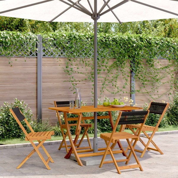 Folding garden chairs, 4 pcs., black, solid acacia