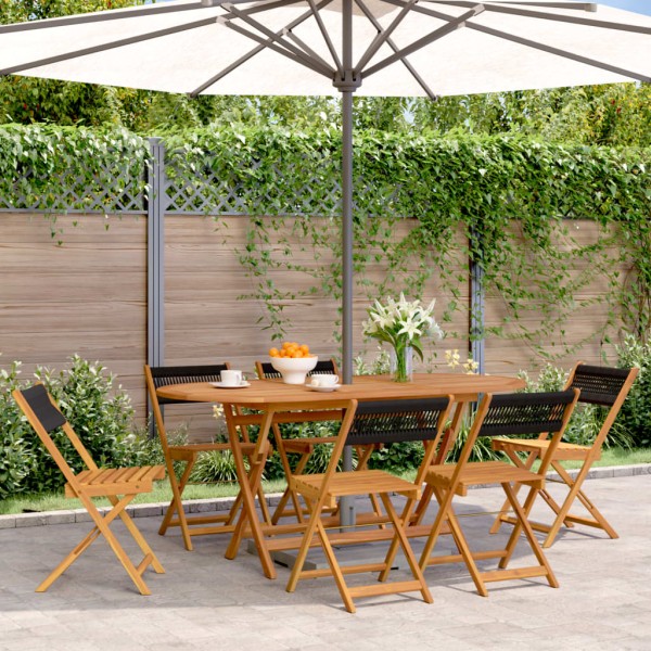 Folding garden chairs, 6 pcs., black, solid acacia