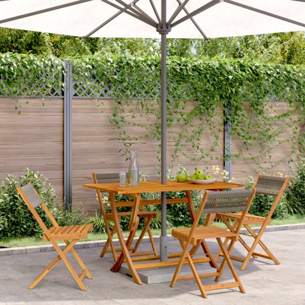 Folding garden chairs, 4 pcs., gray, solid acacia