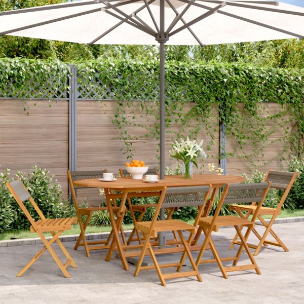 Folding garden chairs, 6 pcs., gray, solid acacia