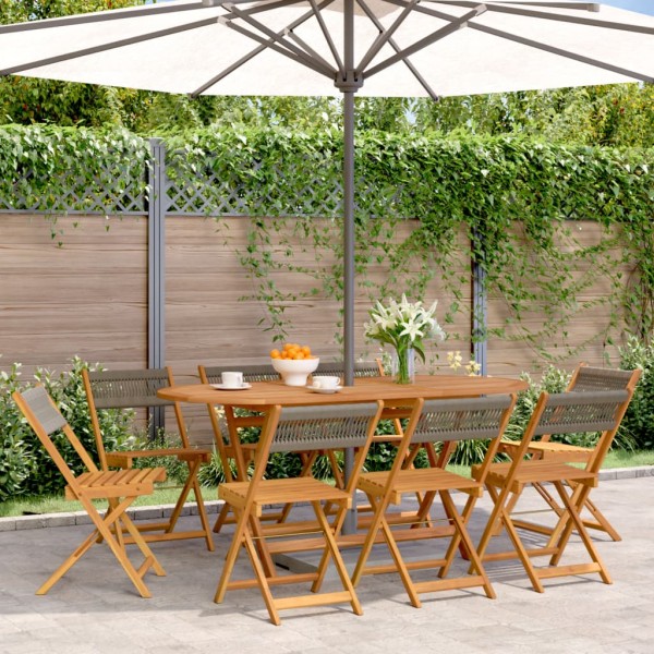 Folding garden chairs, 8 pcs., gray, solid acacia
