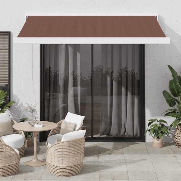 Manual retractable awning, brown, 350x250cm