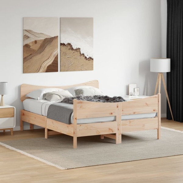 Bed frame without mattress, 135x190cm, solid pine wood