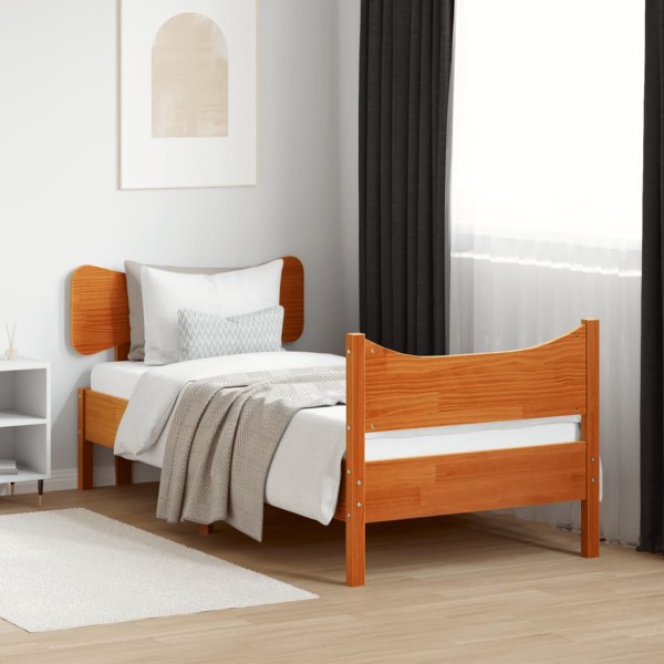 Bed frame without mattress, wax brown, 90x190cm, pine