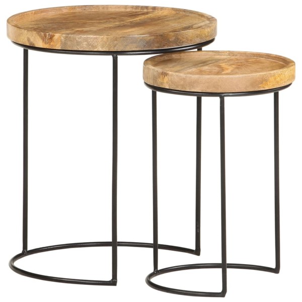 Set of coffee tables, 2 pcs., solid mango and steel
