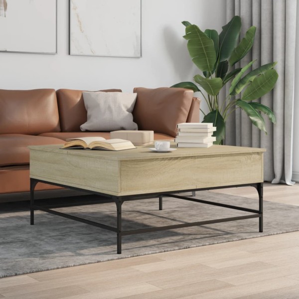 Coffee table, oak, 95x95x45cm, processed wood/metal