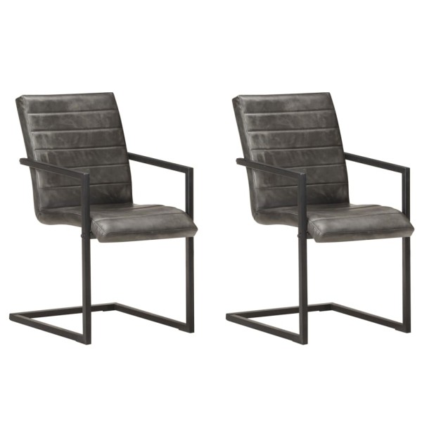 Gambian dining chairs, 2 pcs., gray color, genuine leather