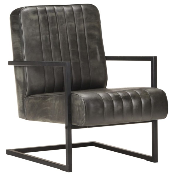Armchair, bleached gray, genuine leather