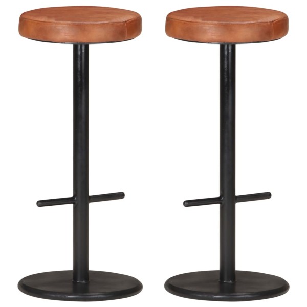 Bar stools, 2 pcs., brown color, genuine leather
