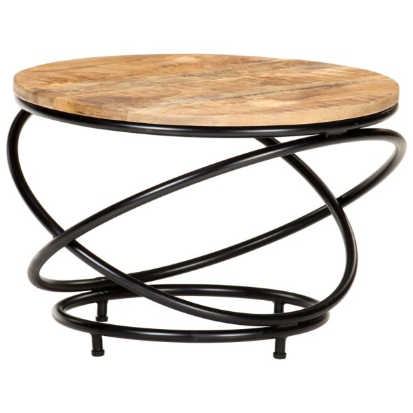 Coffee table, black, 60x60x40cm, solid mango wood