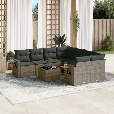 Sofa set with cushions, 9...