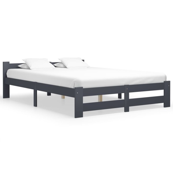 Bed frame, dark gray, 160x200cm, solid pine wood
