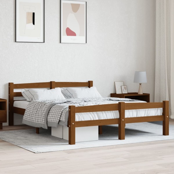 Bed frame, honey brown color, 140x200cm, solid pine