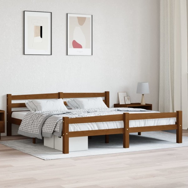 Bed frame, honey brown, 180x200cm, solid pine
