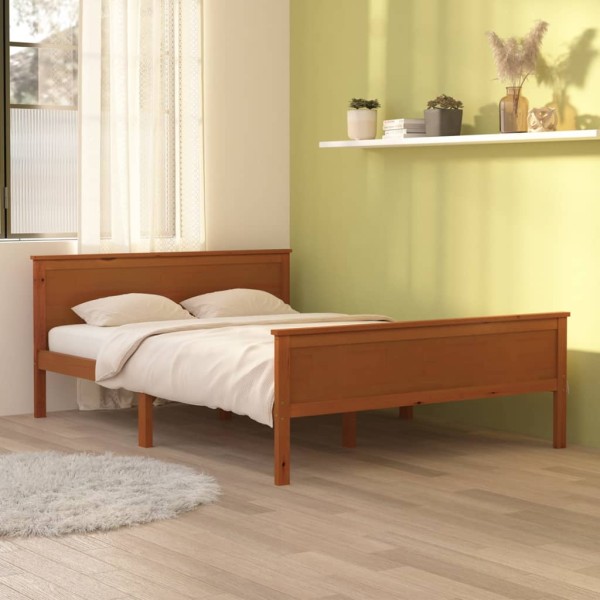 Bed frame, honey brown, 120x200cm, solid pine wood