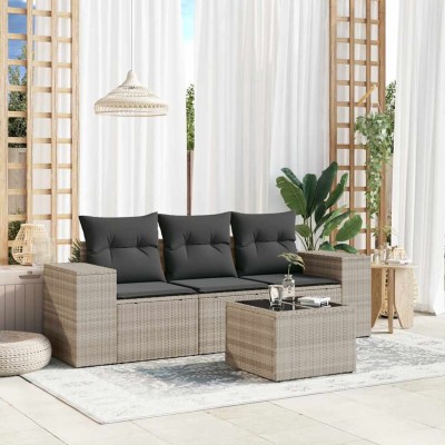 Sofa set with cushions, 4...
