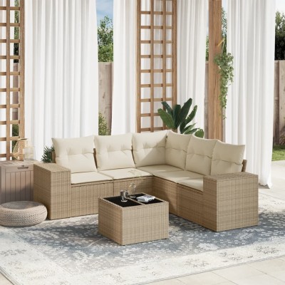 Sofa set with cushions, 6...