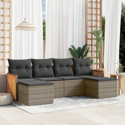 Sofa set with cushions, 6...