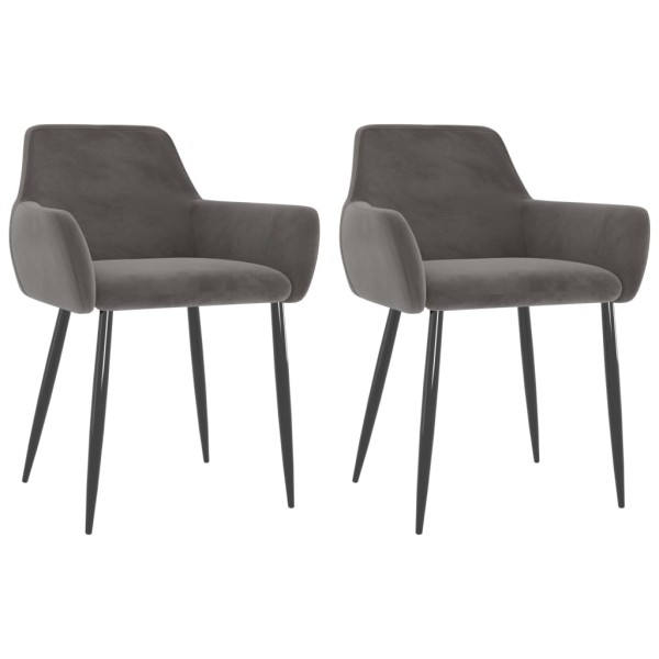 Dining room chairs, 2 pcs., dark gray, velvet