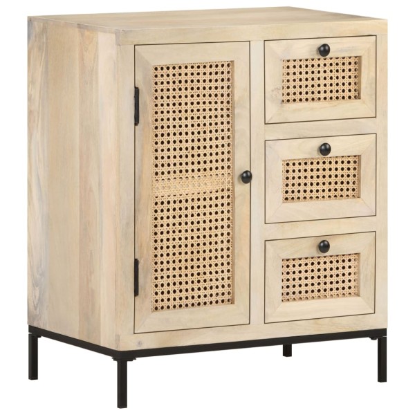 Side cabinet, 60x35x70cm, solid mango and cane