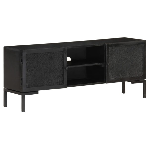 TV cabinet, black, 115x30x46cm, solid mango