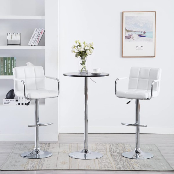 Bar stools, 2 pcs., white, artificial leather