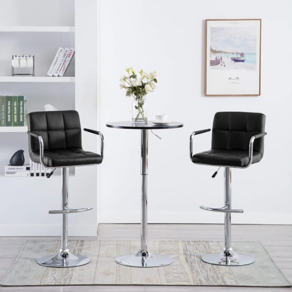 Bar stools, 2 pcs., black color, artificial leather