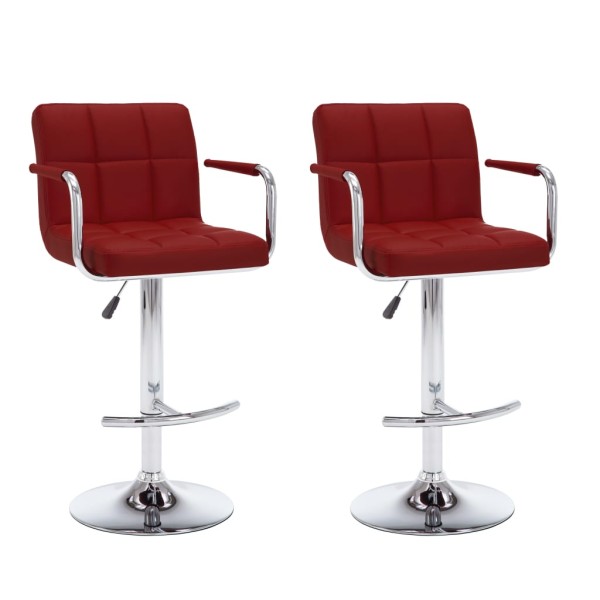 Bar stools, 2 pcs., red wine color, artificial leather