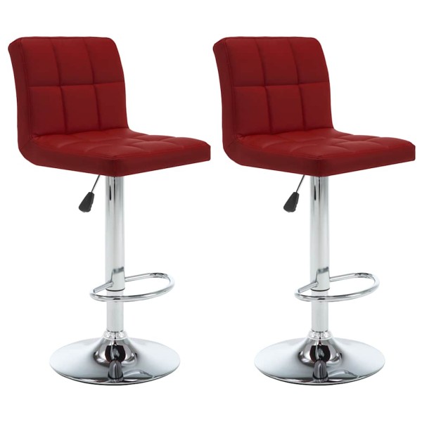 Bar stools, 2 pcs., red wine color, artificial leather