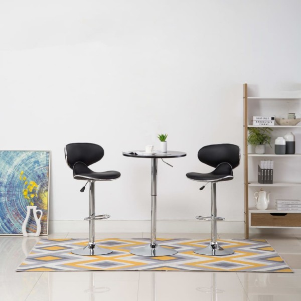 Bar stools, 2 pcs., black color, artificial leather