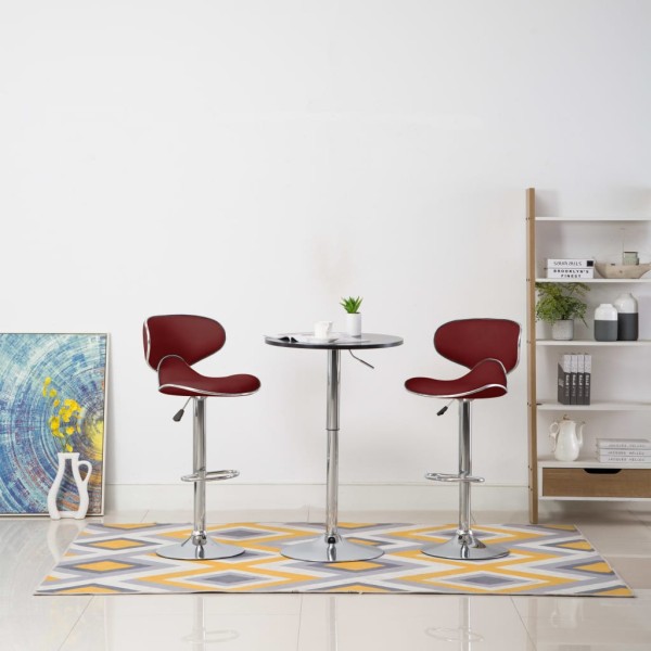 Bar stools, 2 pcs., red wine color, artificial leather