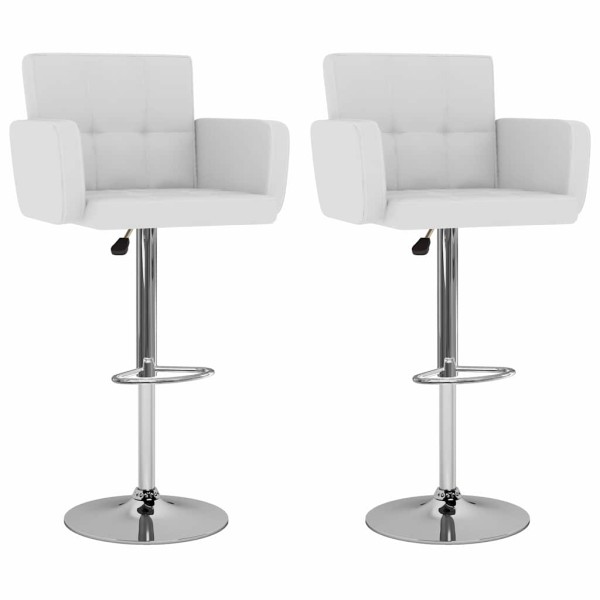 Bar stools, 2 pcs., white, artificial leather