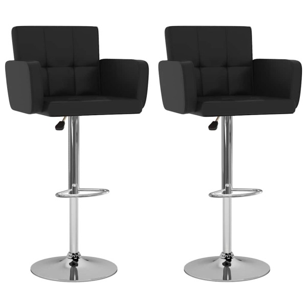 Bar stools, 2 pcs., black color, artificial leather