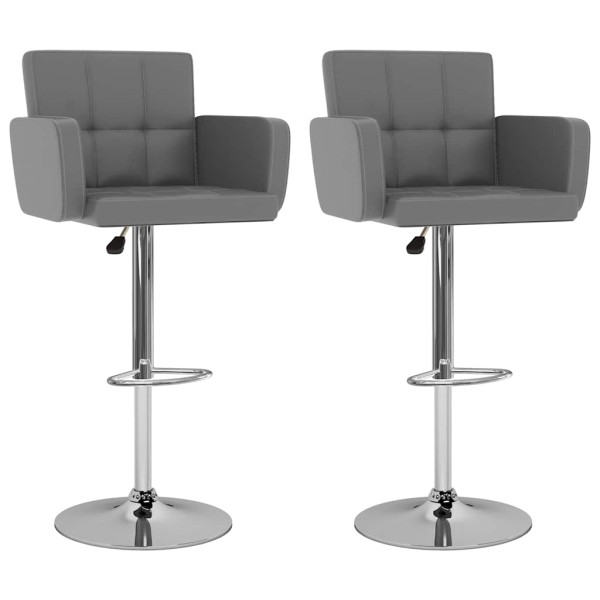 Bar stools, 2 pcs., gray color, artificial leather