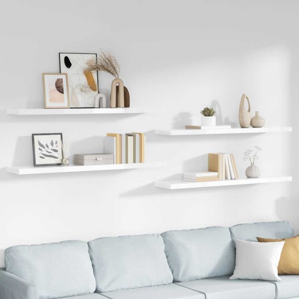 Hanging shelves, 4 pcs., white, 120x23.5x3.8cm, MDF